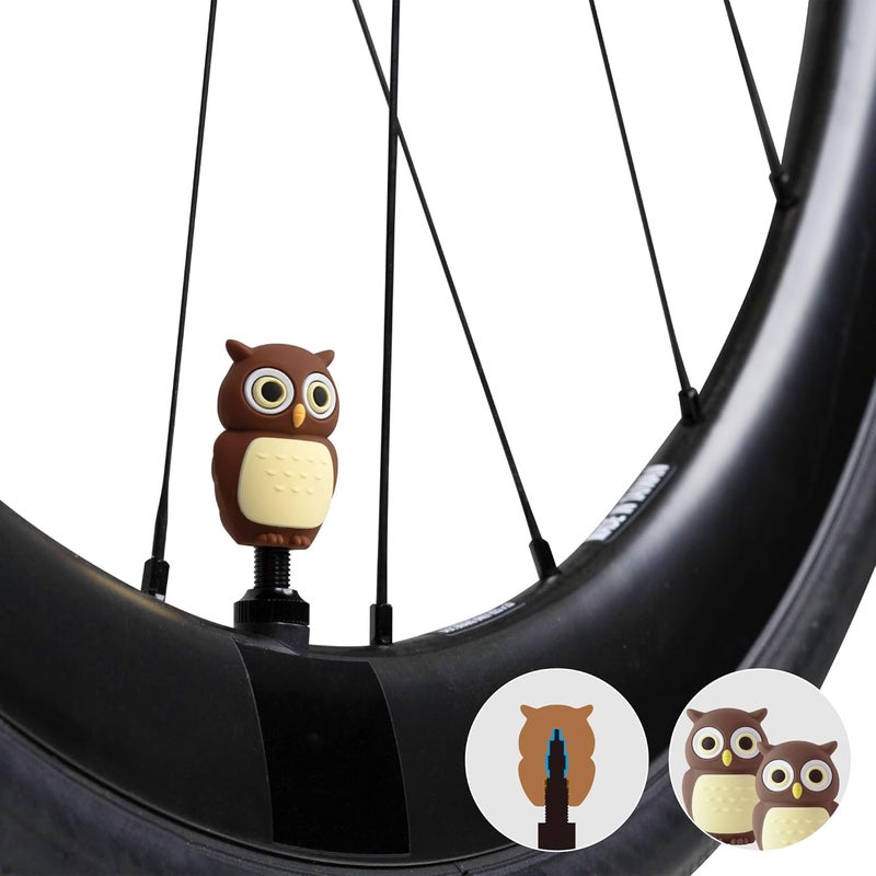 BONE COLLECTION Bone Character Tire Valve Stem Cap (2 Packs), Cute Cartoon Owl Tire Valve Stem Cover for Bikes & Scooters, Waterproof & Corrosion-Resistant Silicone Tire Cap Cover for Cars (2-Pack - Owl Wes) - Image 1